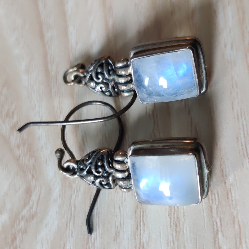 Set of 2 Sterling Earrings, pearl and unique stone